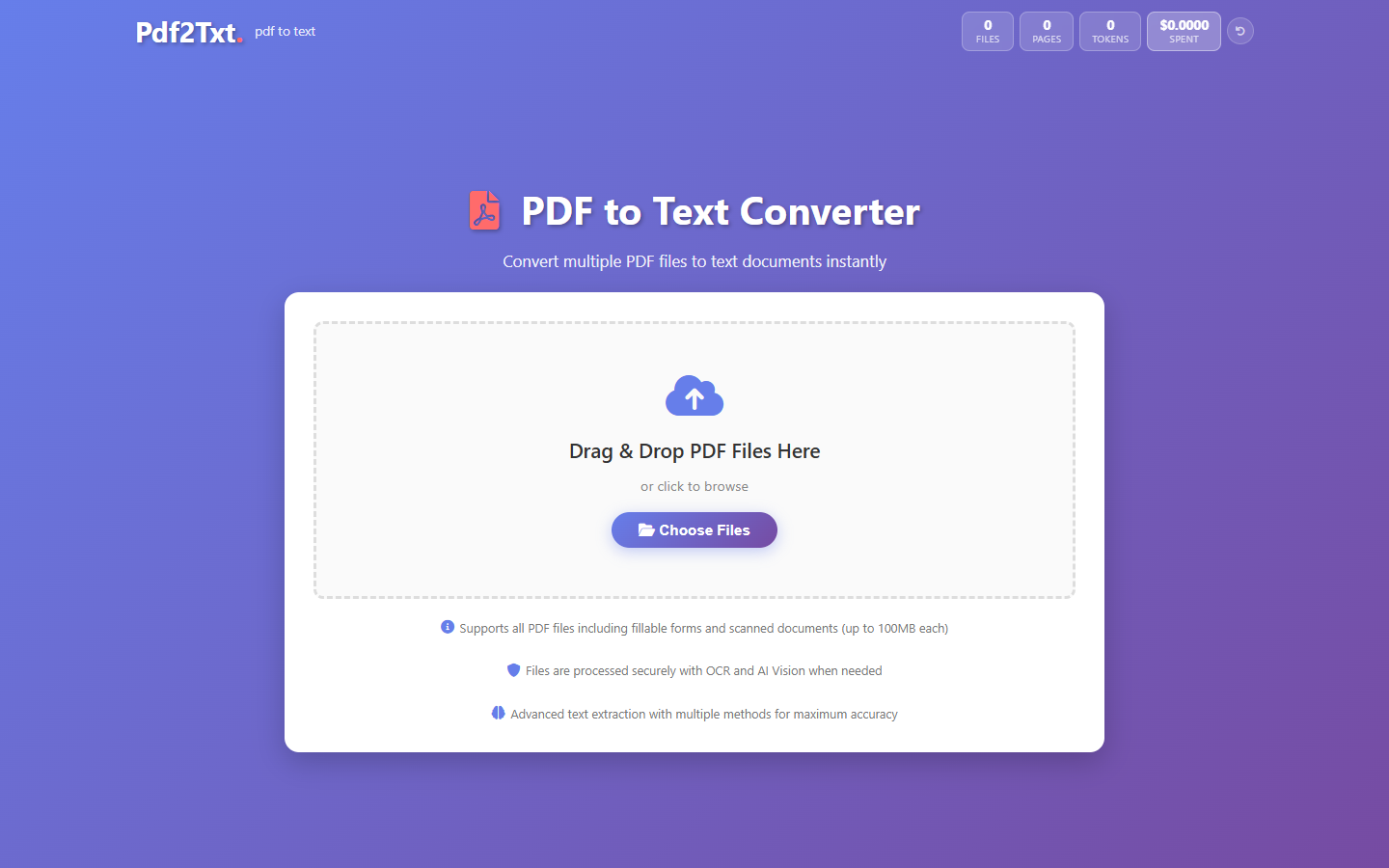 Pdf2Txt extraction tool